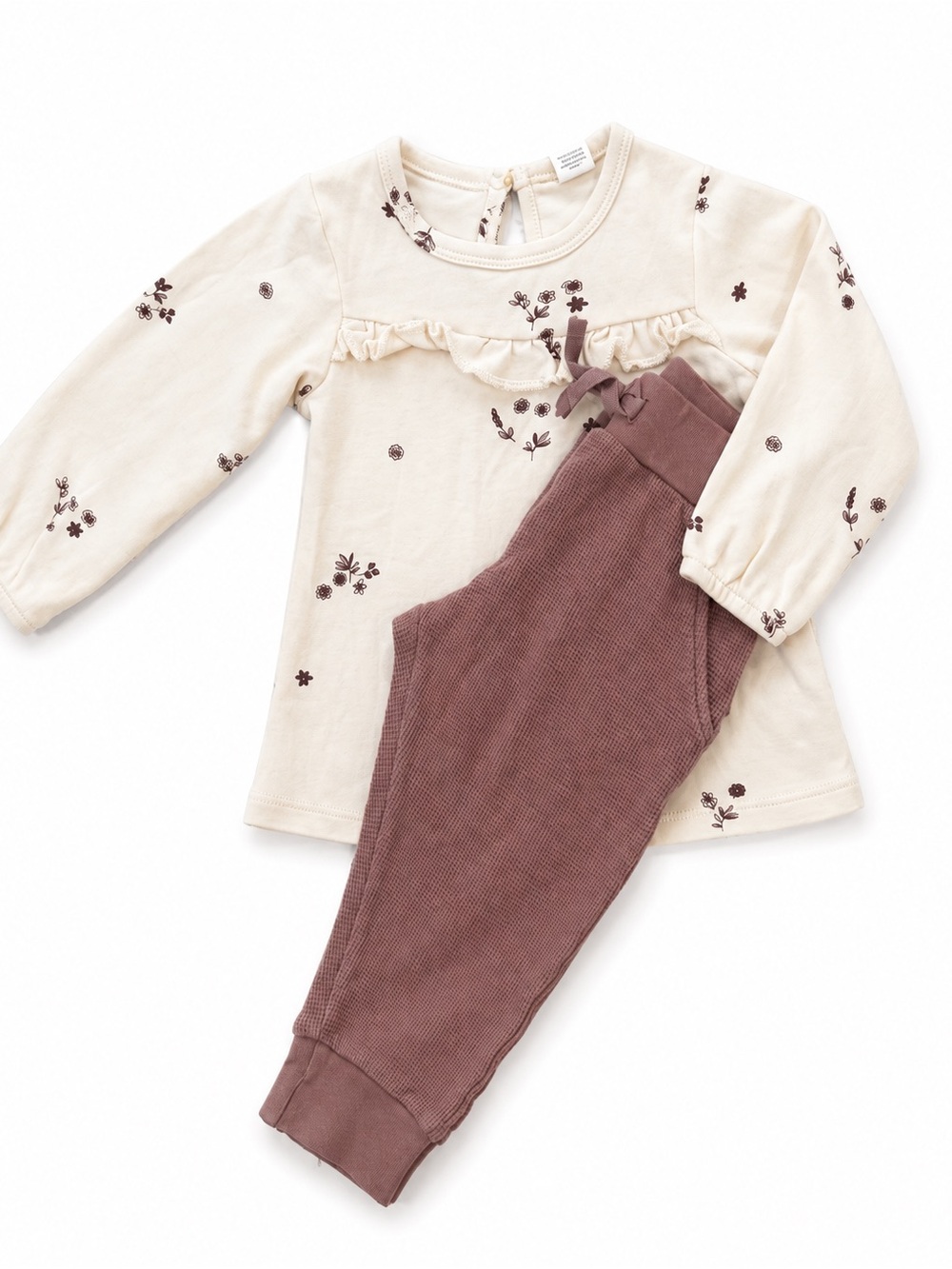 Colored Organics Floral Top & Waffle Leggings Set 12-18M Organic Cotton